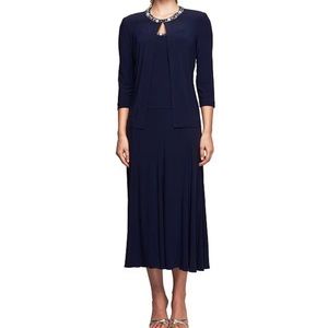 New with Tags Alex Evenings, navy blue two-piece dress. Dress Jacket Beautiful